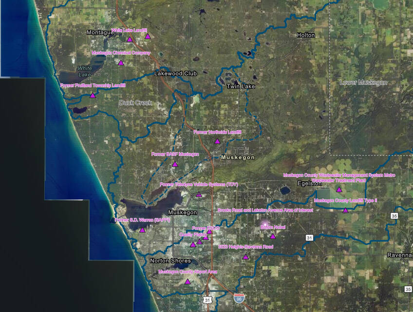GIS Map of Muskegon County PFAS sites, MPART 2025